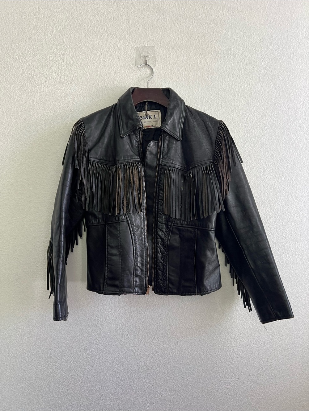 Black Fringe Leather Jacket - Women